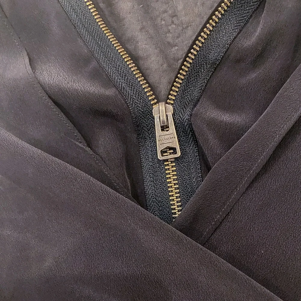 Like New! ALLSAINTS Jayda Zip-Front Silk Dress Women’s XS - Picture 5 of 6
